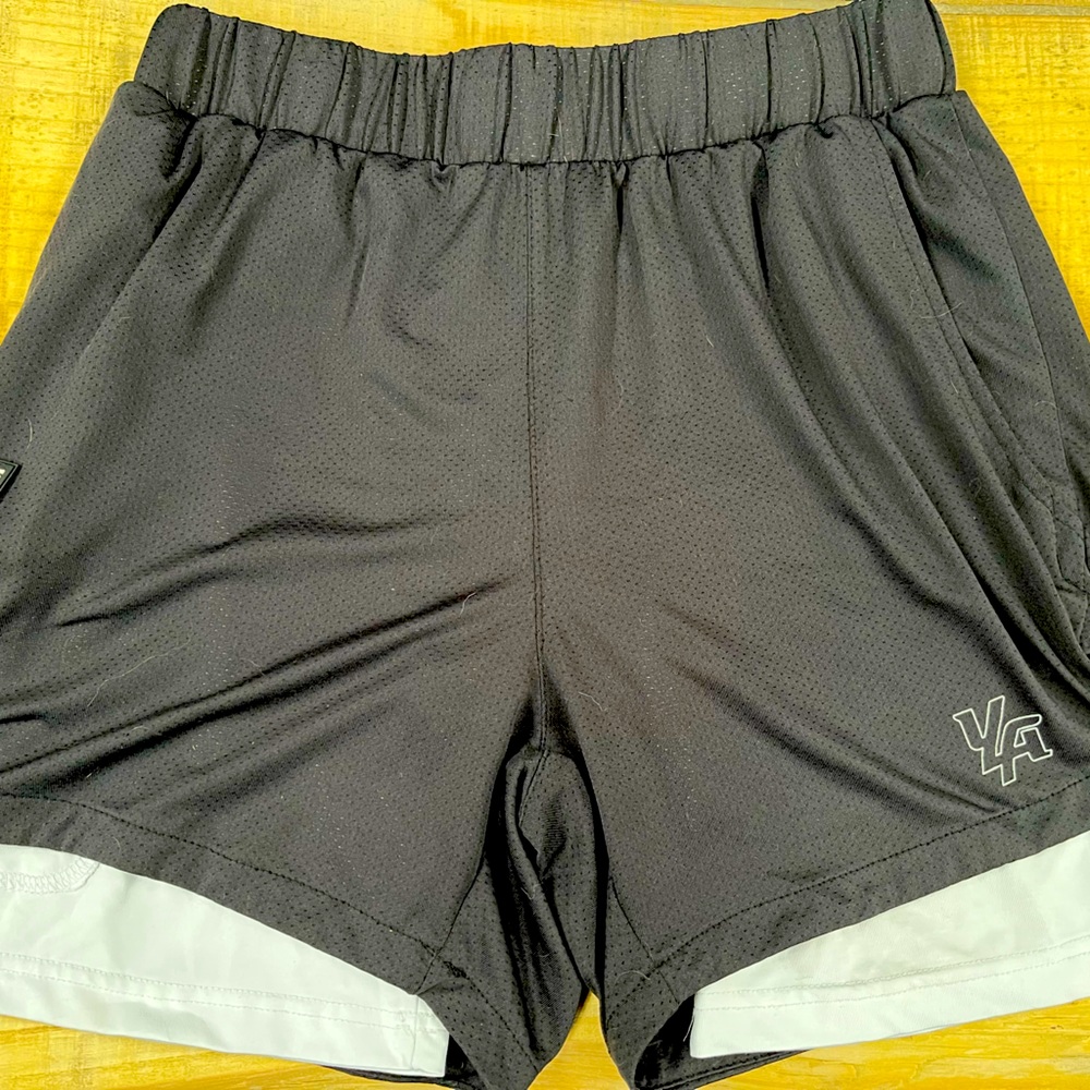 YoungLA gym shorts with white compression liner